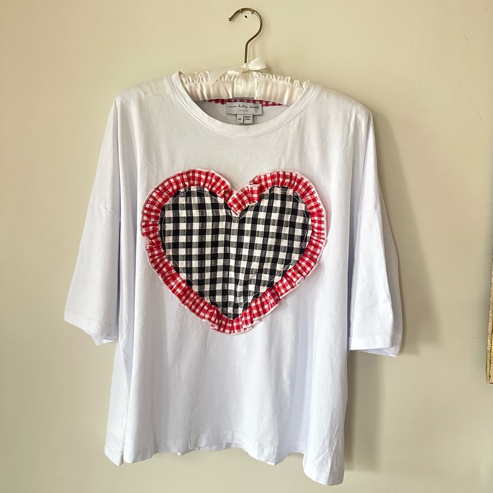 NFD - Ruffle Gingham Heart T-shirt